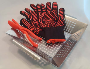 Roasting kit, stainless steel with gloves and cutter